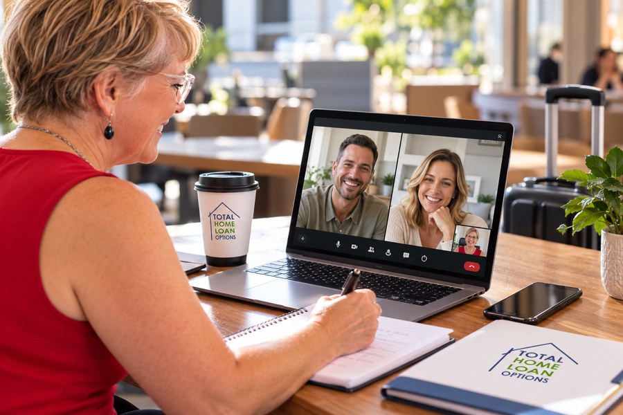 Sharene from Total Home Loan Options meeting clients on a video call