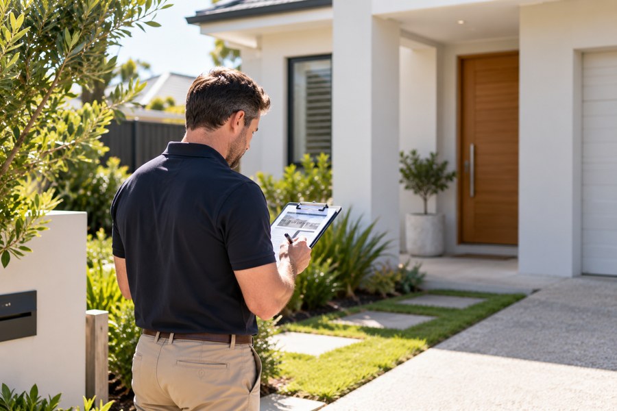Property valuer inspecting a home for a mortgage valuation